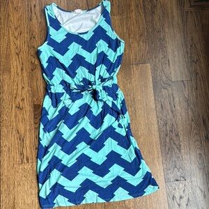 Blue and Teal Chevron Dress